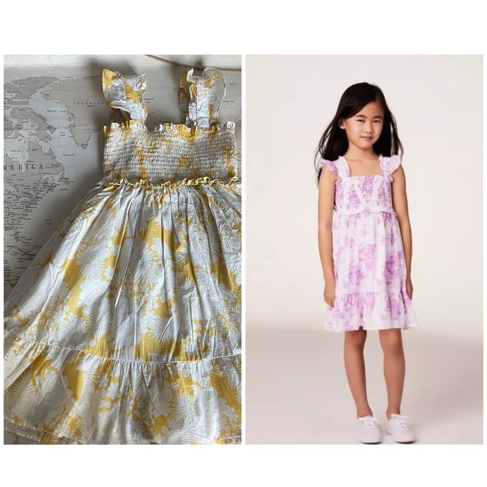 Janie And Jack Yellow Floral Emily Smocked Dress Size 10